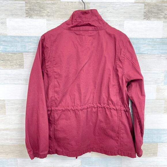 Old Navy Field Utility Jacket Red Full Zip Pockets Unlined Cotton Womens XL - Picture 4 of 7
